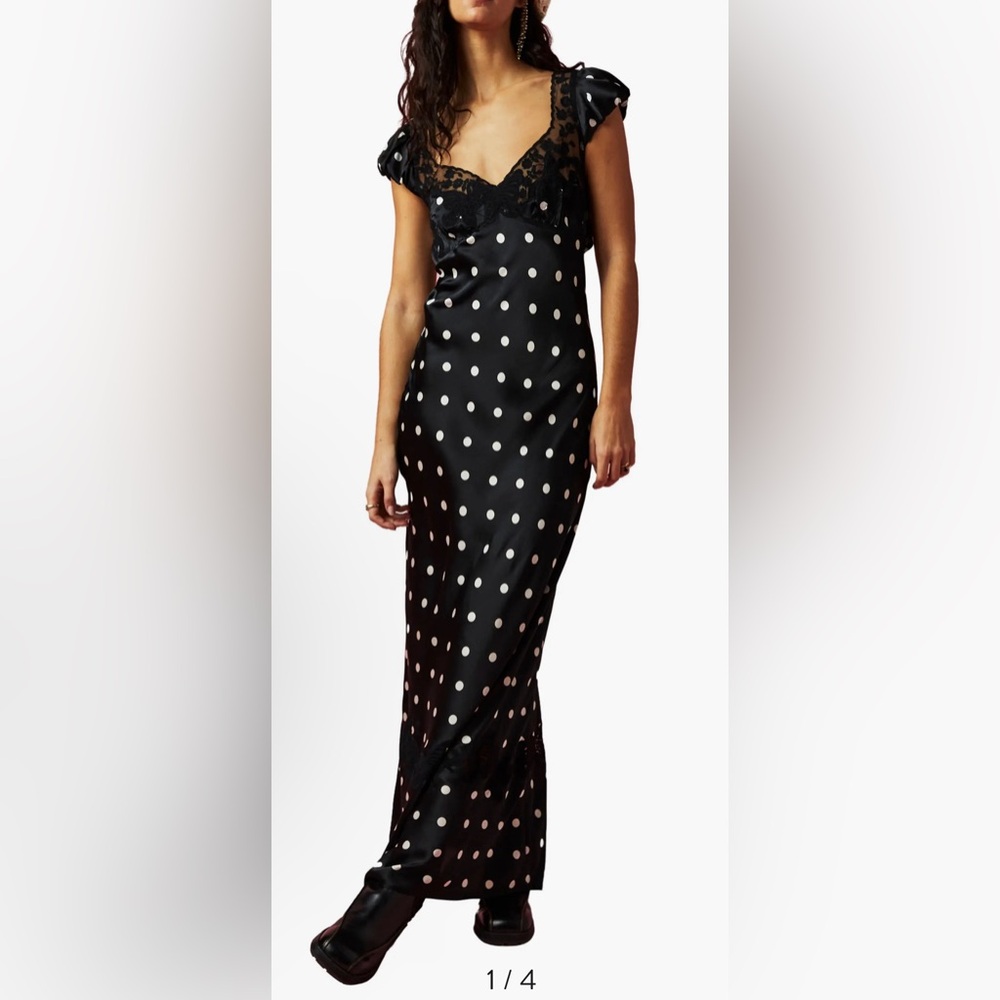 Free People Butterfly Babe Maxi Dress - black and white polka dot combo